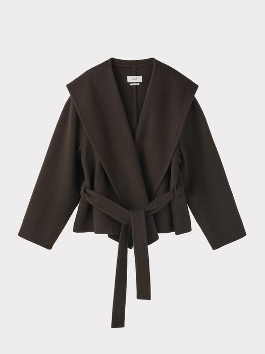 Recto Handmade Hood Belted Coat (Dark Chocolate)