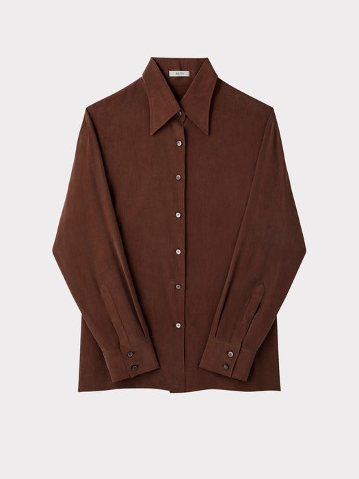 Recto Point Collar Fluid Shirt (Marron)