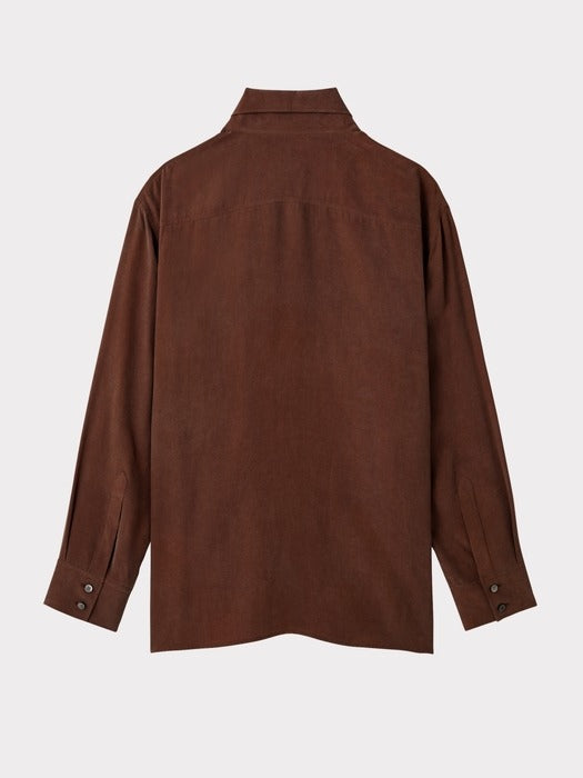 Recto Point Collar Fluid Shirt (Marron)
