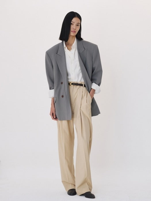 Recto Lightweight Tuck Pants (Sand Beige)