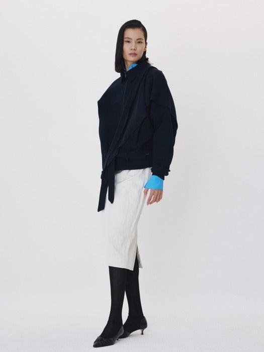Recto High Waist Draped Skirt (Bean Ivory)