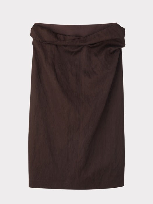 Recto High Waist Draped Skirt (Dark Chocolate)