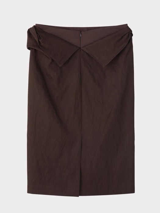 Recto High Waist Draped Skirt (Dark Chocolate)