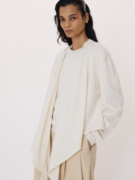 Recto Layered Shawl Knit Top (Cream)