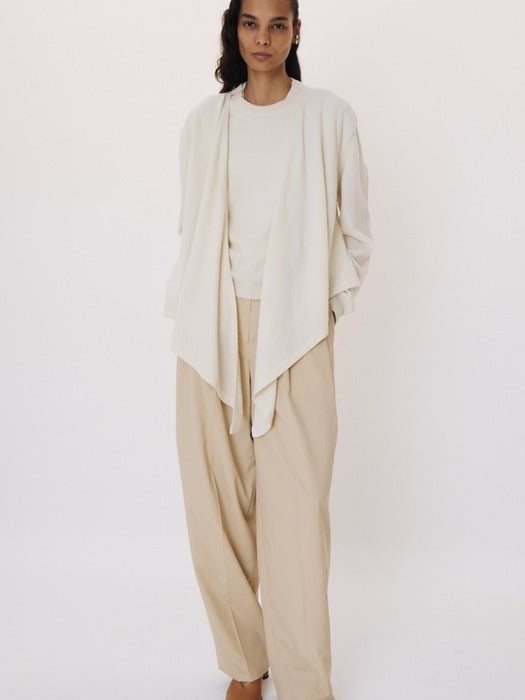 Recto Layered Shawl Knit Top (Cream)