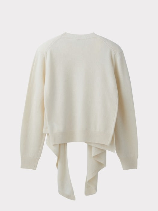Recto Layered Shawl Knit Top (Cream)