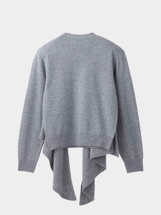 Recto Layered Shawl Knit Top (Melange Grey)