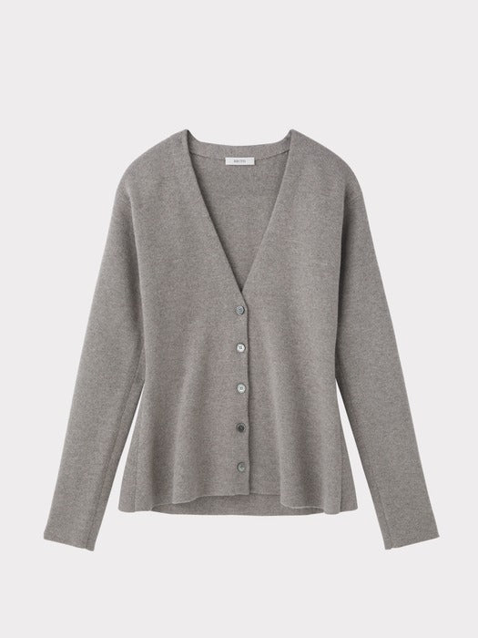 Recto Peplum Knit Cardigan (Stone Grey)