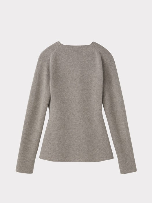 Recto Peplum Knit Cardigan (Stone Grey)