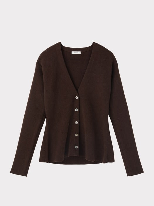Recto Peplum Knit Cardigan (Vintage Brown)