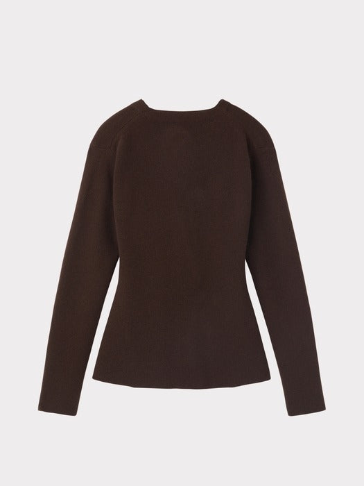 Recto Peplum Knit Cardigan (Vintage Brown)