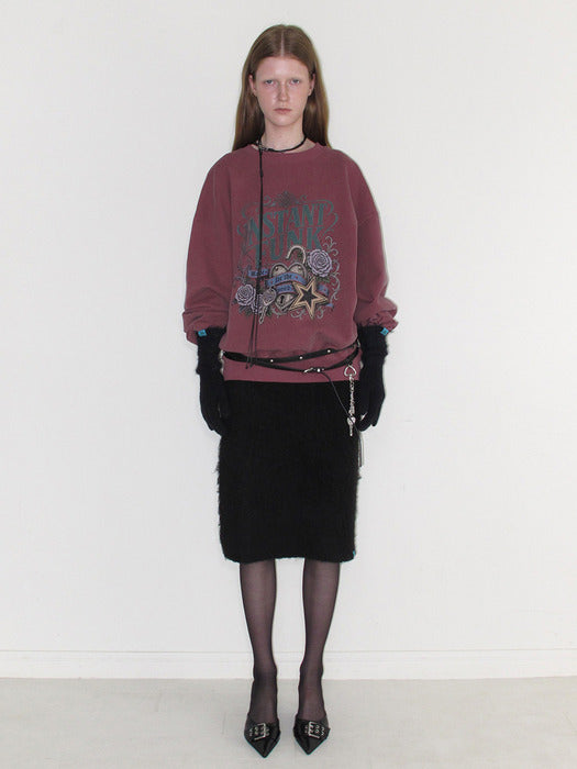Instantfunk Fuzzy Knit Long Skirt - Black