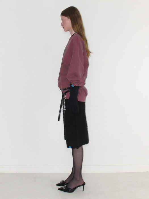 Instantfunk Fuzzy Knit Long Skirt - Black