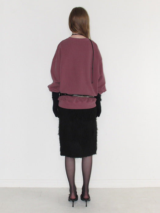 Instantfunk Fuzzy Knit Long Skirt - Black