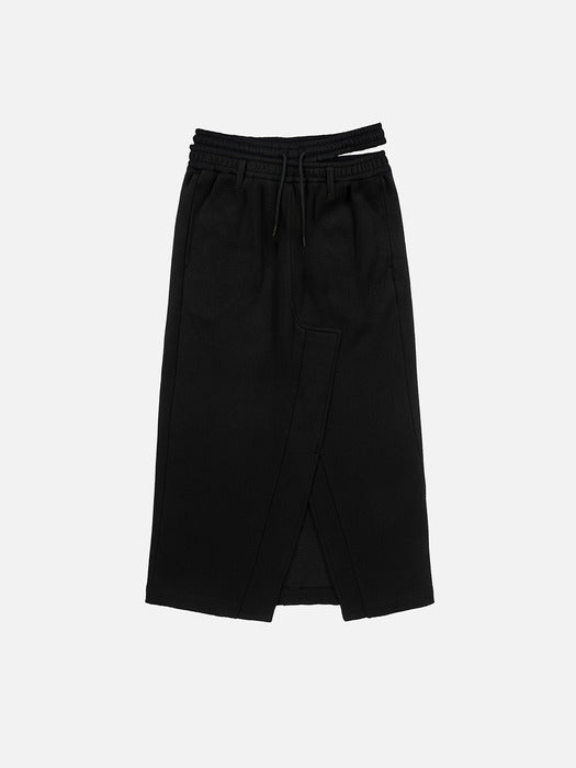 Instantfunk Belt Detail Jersey Long Skirt - Black