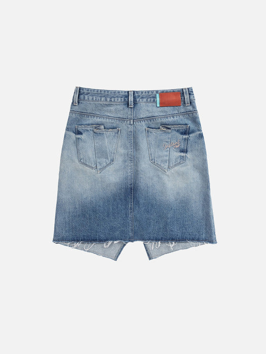 Instantfunk H Line Slit Denim Skirt - Blue