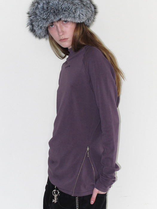 Instantfunk Diagonal Zipper Hood Tee - Purple