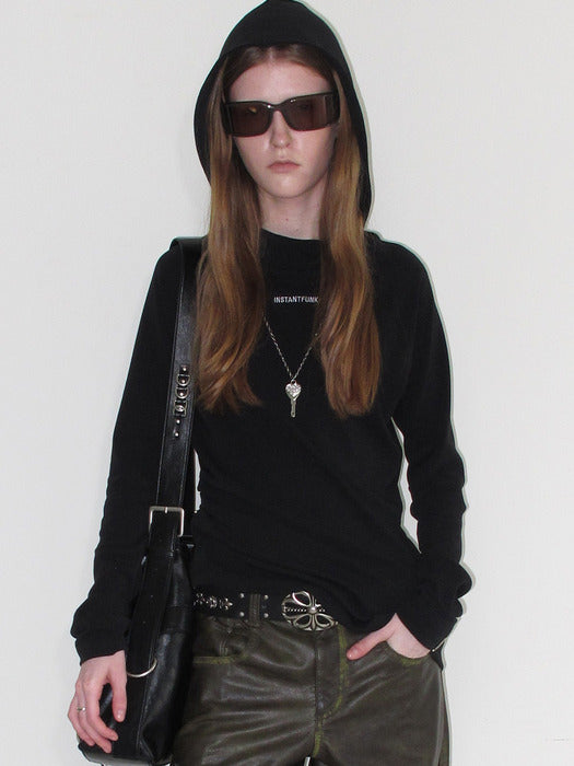 Instantfunk Diagonal Zipper Hood Tee - Black
