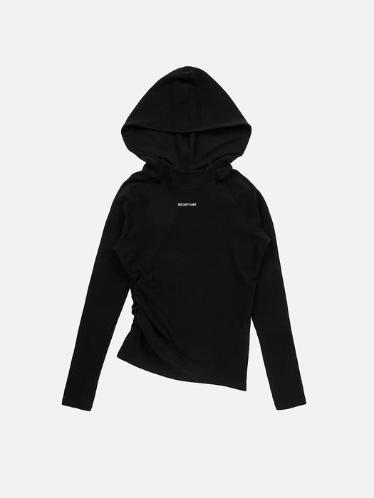 Instantfunk Diagonal Zipper Hood Tee - Black