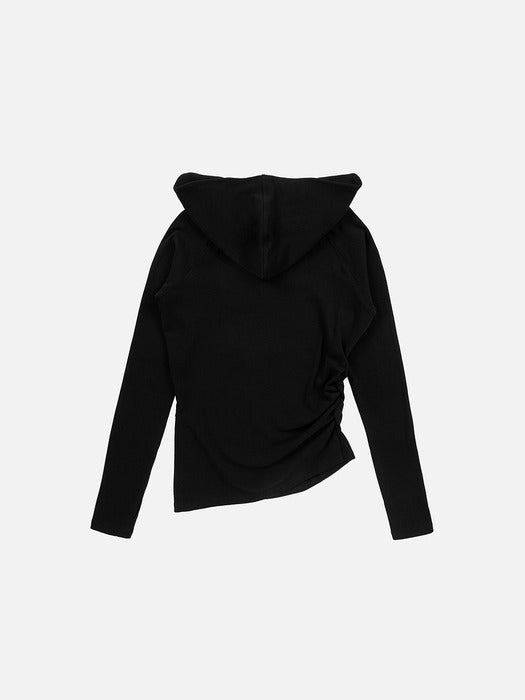 Instantfunk Diagonal Zipper Hood Tee - Black