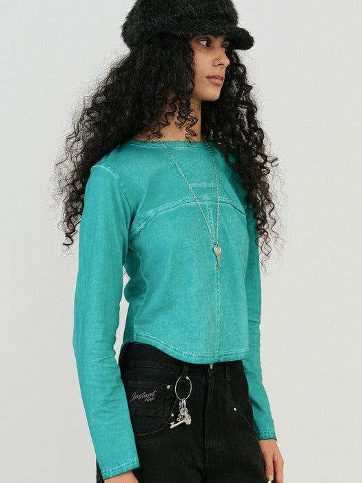 Instantfunk Pigment Cropped Tee - Cyan