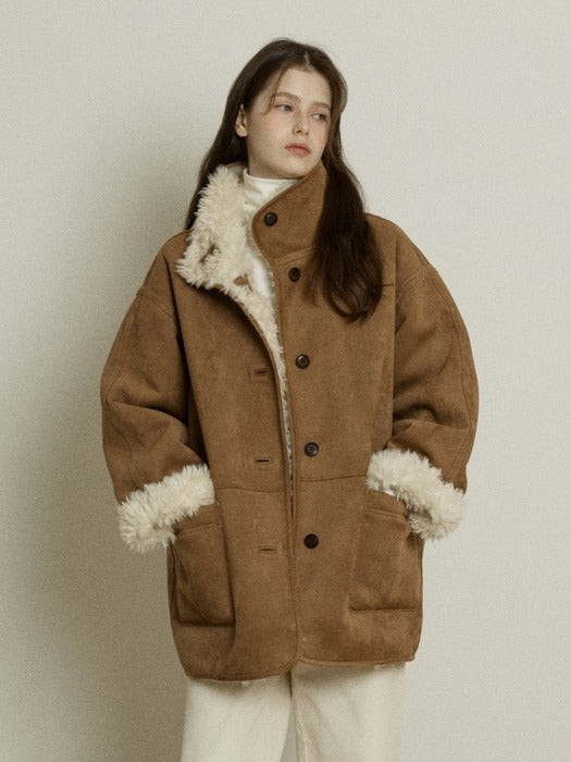 Depound Reversible High Neck Shearing Mustang - Brown