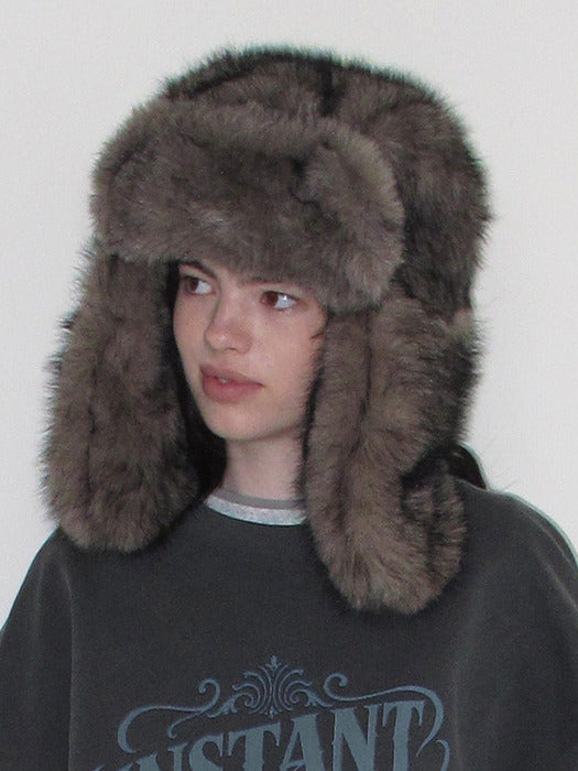 Instantfunk Faux Fur Trapper Hat - Brown