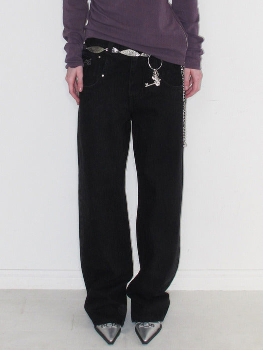 Instantfunk Big Pocket Loose Fit Denim - Black