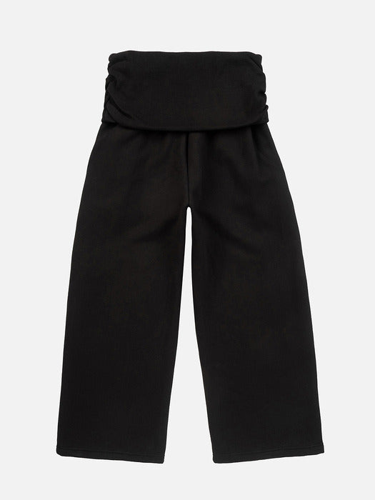 Instantfunk Rhinestone Folded Waist Sweat Pants - Black