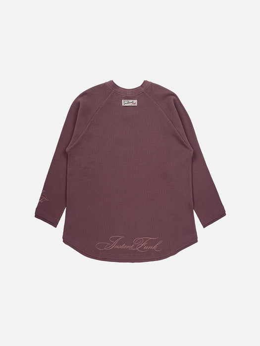 Instantfunk Waffle Graphic Oversized T Shirt - Burgandy