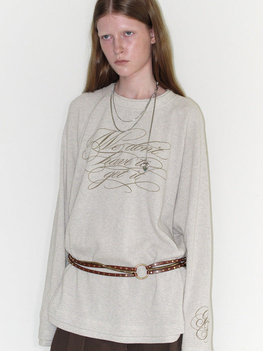 Instantfunk Waffle Graphic Oversized T Shirt - Oatmeal