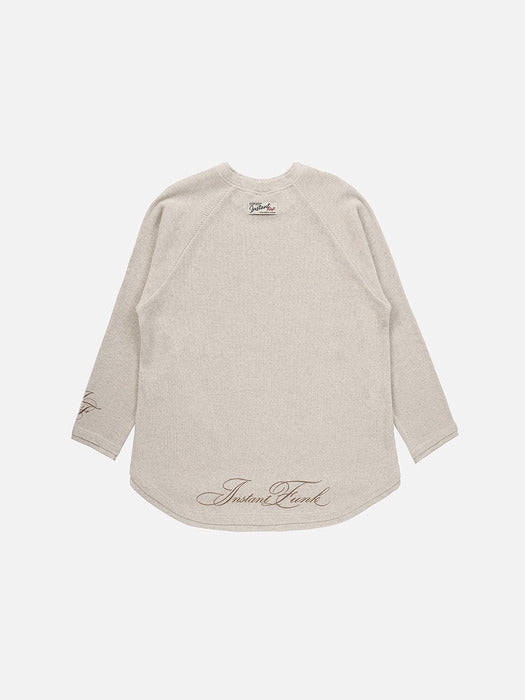 Instantfunk Waffle Graphic Oversized T Shirt - Oatmeal