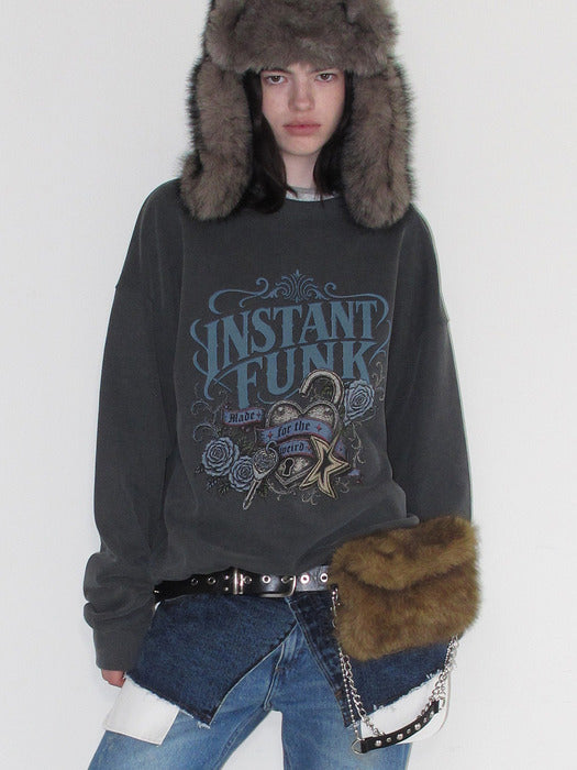 Instantfunk Washed Oversized Sweatshirt - Charcoal