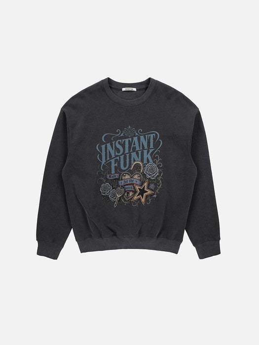 Instantfunk Washed Oversized Sweatshirt - Charcoal