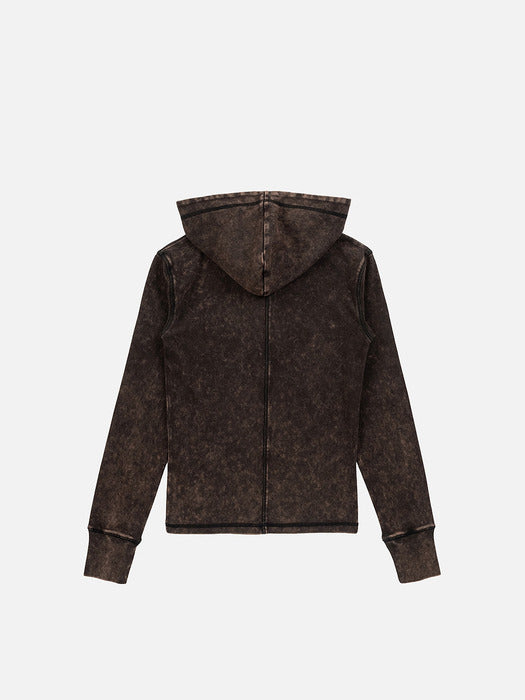Instantfunk Slim Fit Pigment Hooded Tee - Brown