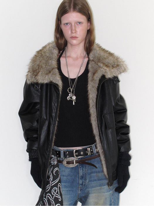 Instantfunk Reversible High Neck Fur Jumper - Black
