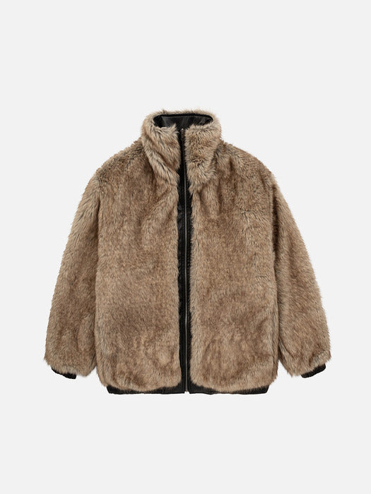 Instantfunk Reversible High Neck Fur Jumper - Black