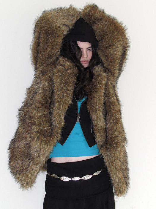 Instantfunk Vintage Racoon Fur Coat - Brown