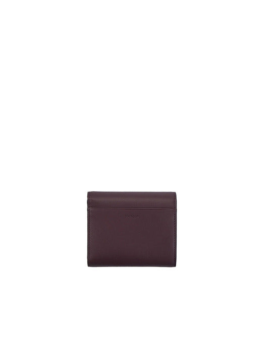 Vunque Semi Lune Tri-Fold Half Wallet Plum Burgundy