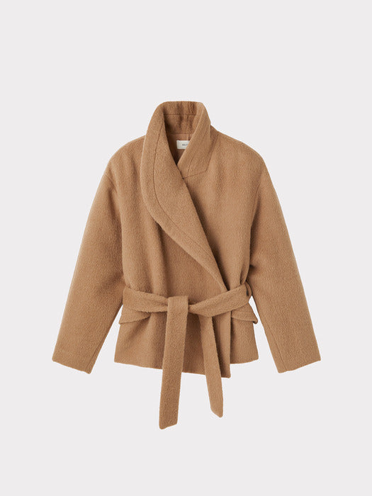 Recto Opera Collar Lama Wool Coat (Ochre)
