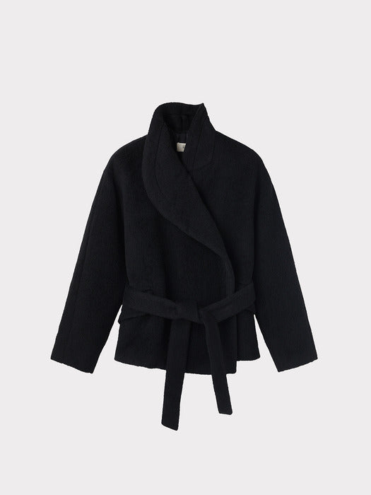 Recto Opera Collar Lama Wool Coat (Black)