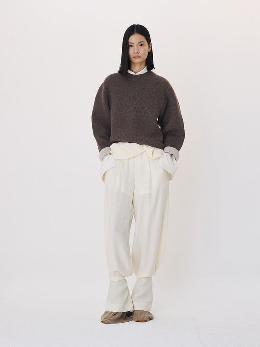 Recto Double Face Contrast Knit Top (Taupe Brown)