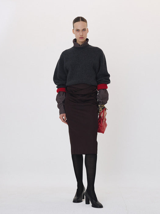 Recto Double Face Contrast Knit Top (Charcoal Grey)