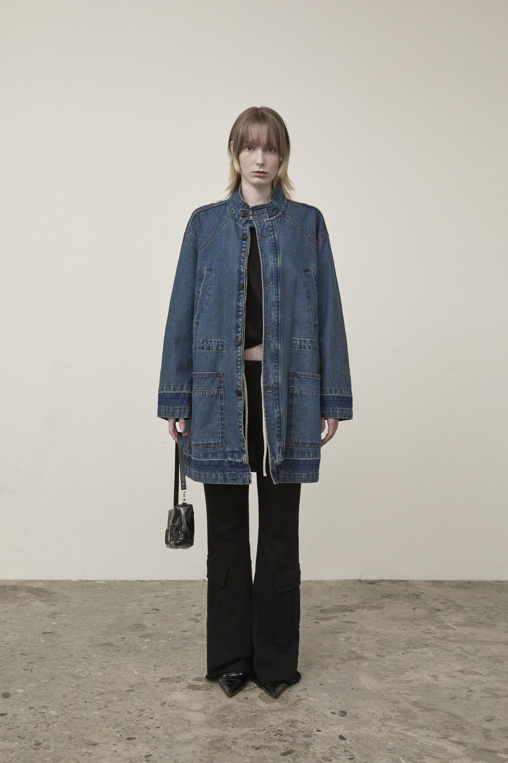 Matinkim Pocket Point Midi Denim Jumper IN Blue