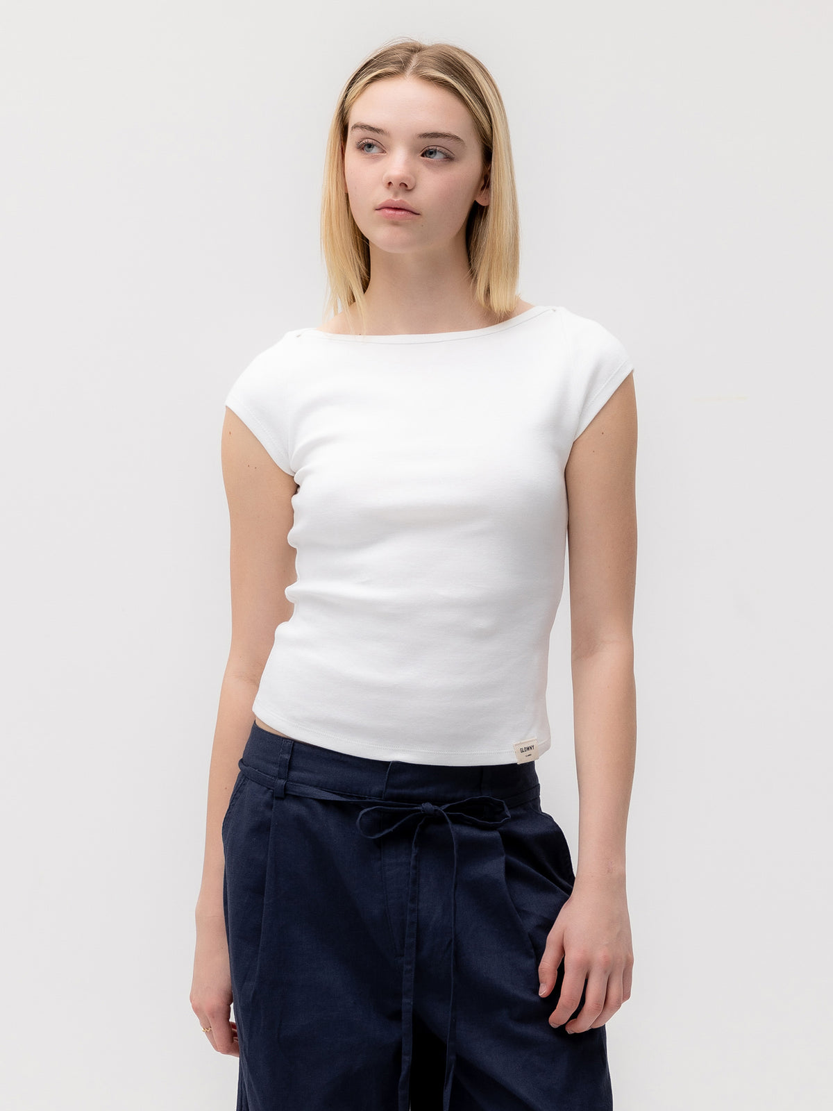 GLOWNY G Classic Boat Neck Tee (White)