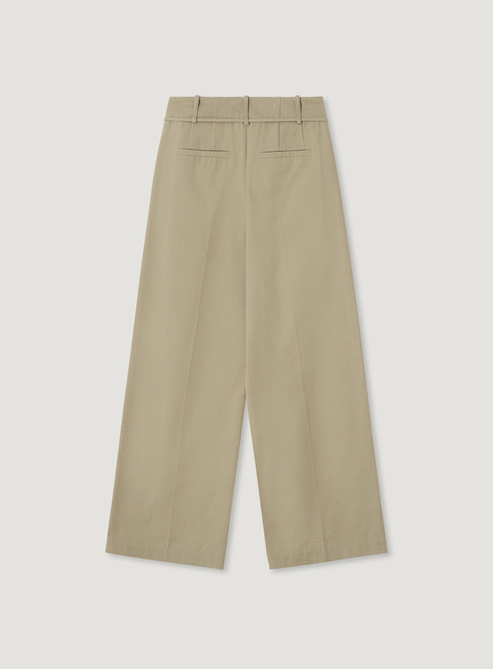 Mango Maniplease Bian Wide Tuck Pants Beige