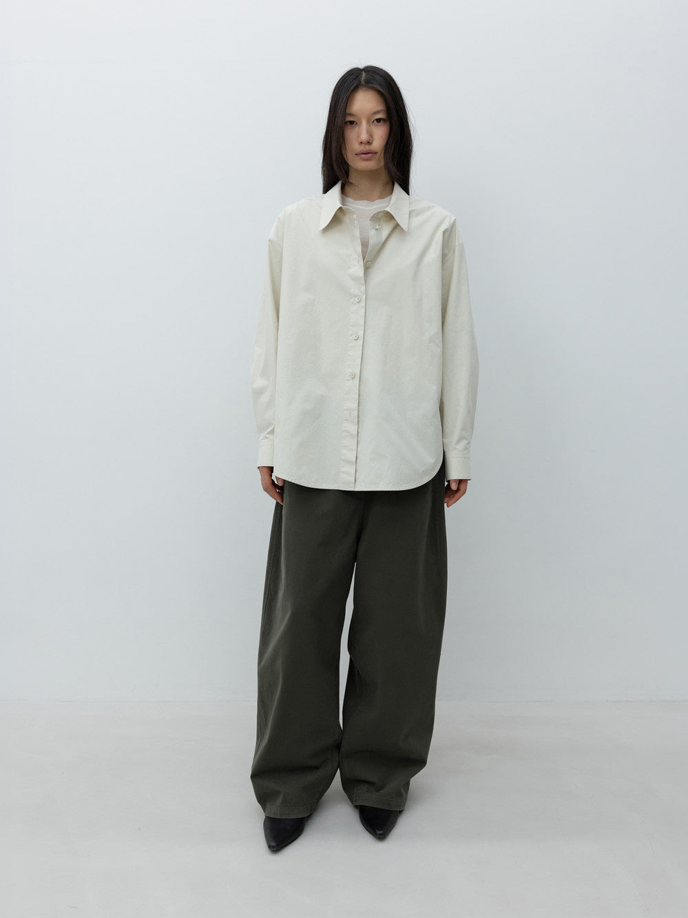 Low Classic Oversized Cotton Shirt Light Beige