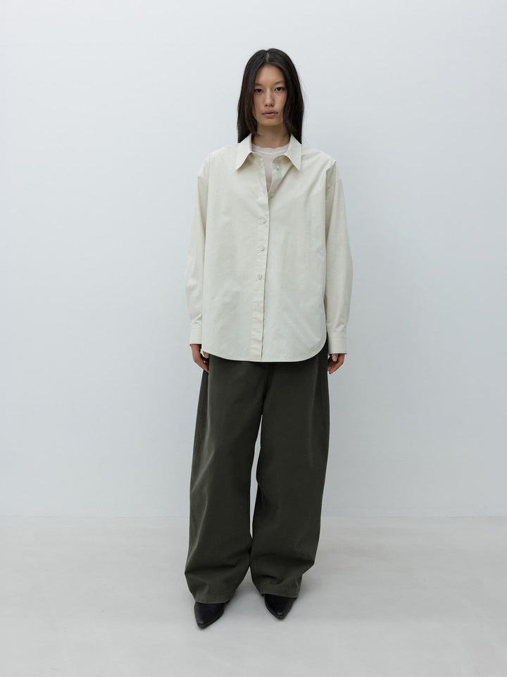 Low Classic Oversized Cotton Shirt Light Beige