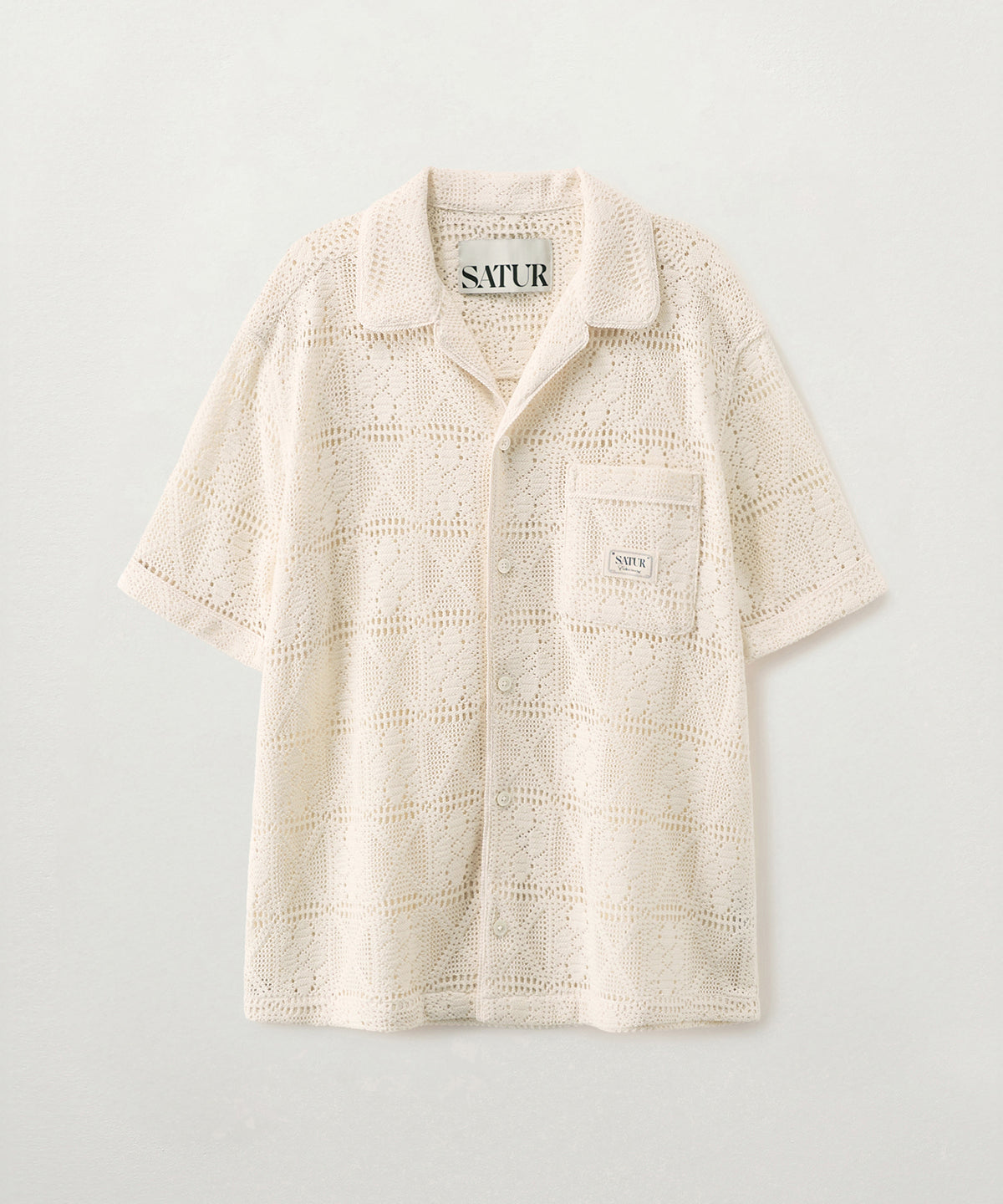 Satur Crochet Collar Half Shirt - Cream