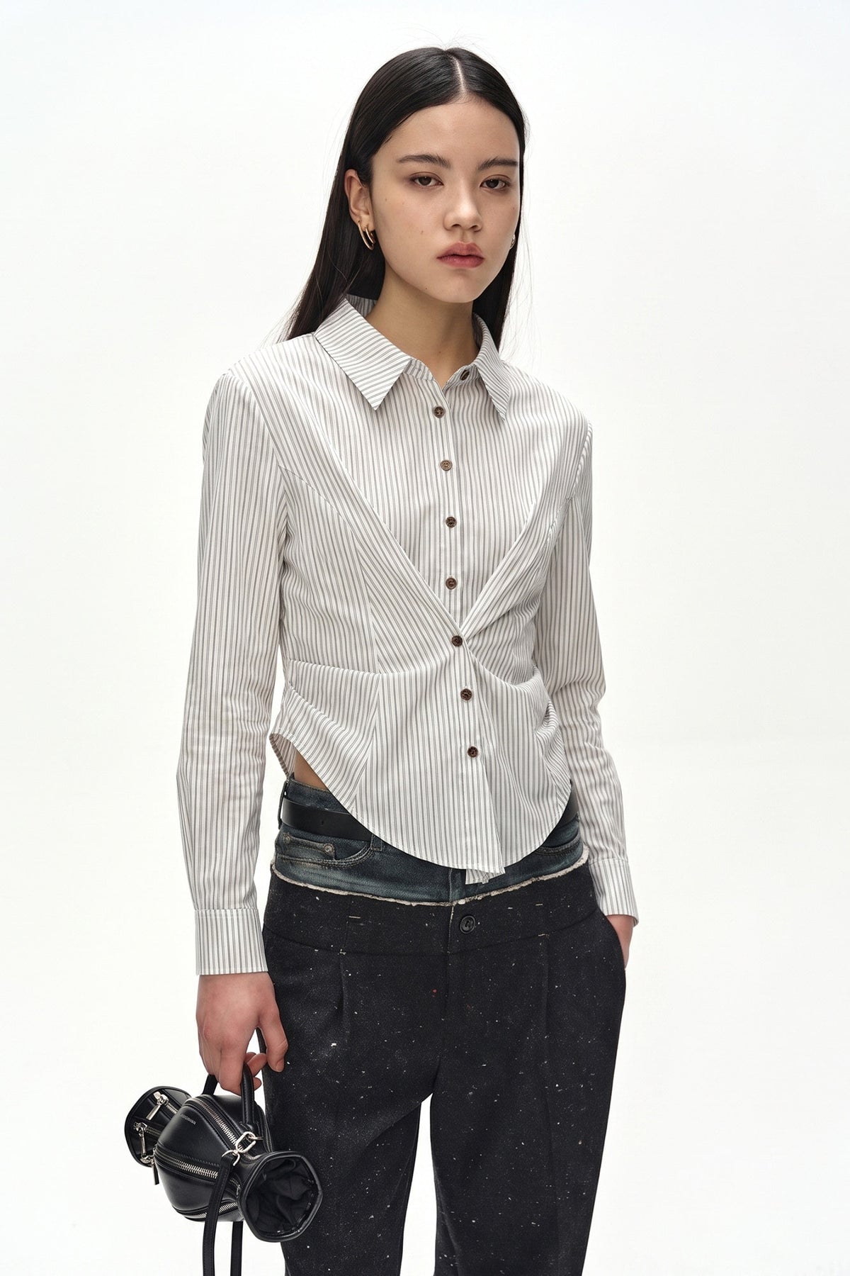 Andersson Bell Stripe Draped Waist Shirt